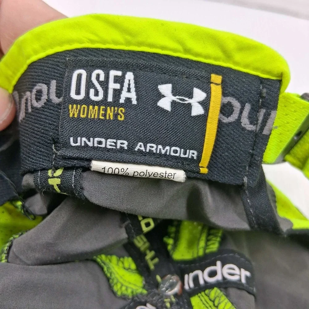 Under Armour Womens HeatGear Running‎ Hat Gray Neon Green Adjustable OSFA